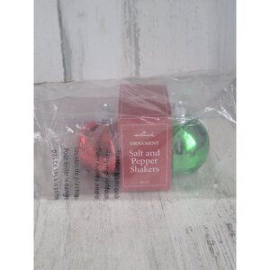 Hallmark salt pepper shakers red green ornament Xmas decor